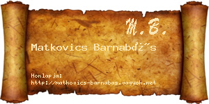Matkovics Barnabás névjegykártya