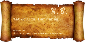 Matkovics Barnabás névjegykártya